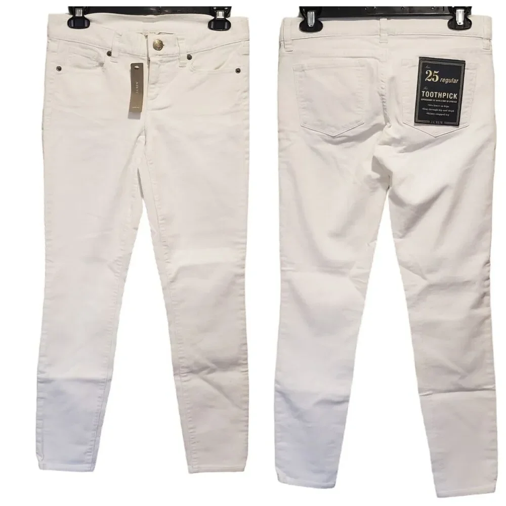 NWT J. Crew Women’s White Toothpick Skinny Jeans Size 25 - Style #87878